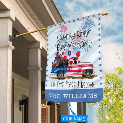 Personalized Dog Flags, Dachshund Country Road Takes Me Home Custom Flag, Custom Dog Garden Flags, Garden Flags Dogs, Dog House Flags