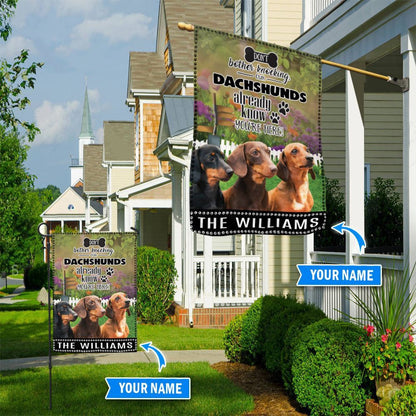 Personalized Dog Flags, Dachshund Don't Bother Knocking Flag, Custom Dog Garden Flags, Garden Flags Dogs, Dog House Flags
