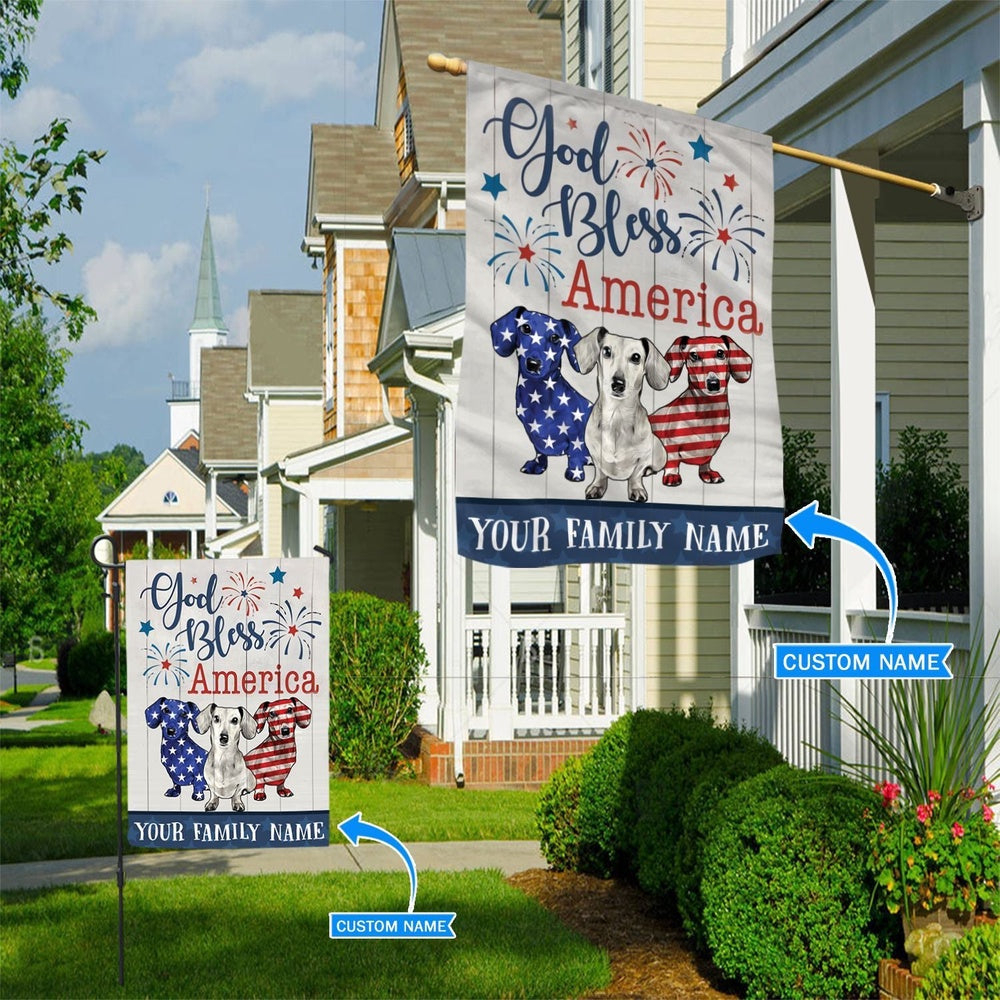 Personalized Dog Flags, Dachshund Firework Blue Flag, Custom Dog Garden Flags, Dog Gifts For Owners, Garden Flags Dogs, Dog House Flags