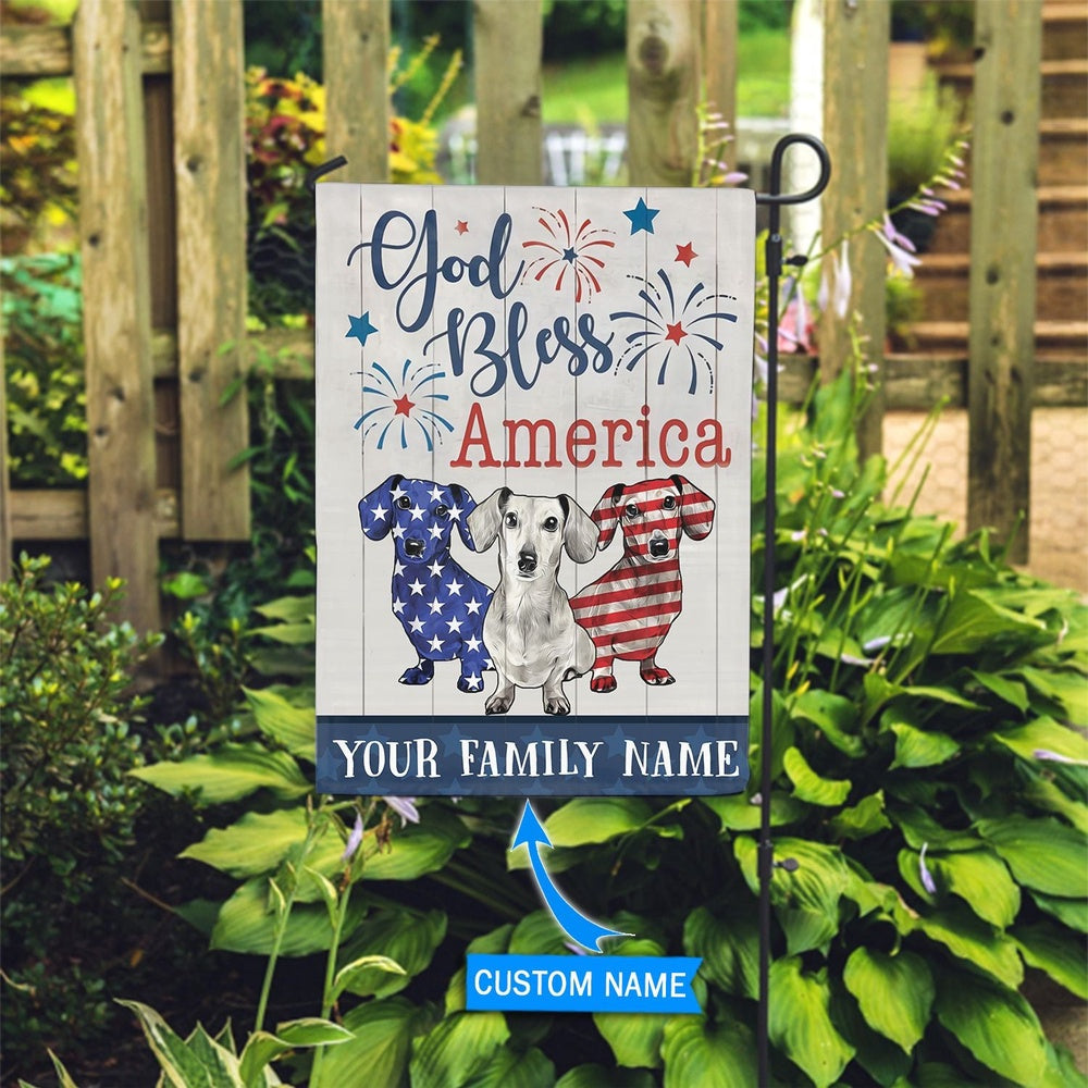 Personalized Dog Flags, Dachshund Firework Blue Flag, Custom Dog Garden Flags, Dog Gifts For Owners, Garden Flags Dogs, Dog House Flags