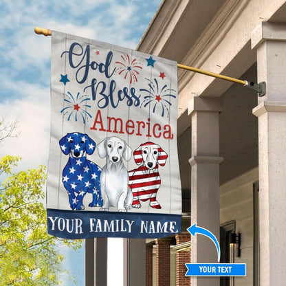 Personalized Dog Flags, Dachshund Firework Blue Flag, Custom Dog Garden Flags, Garden Flags Dogs, Dog House Flags