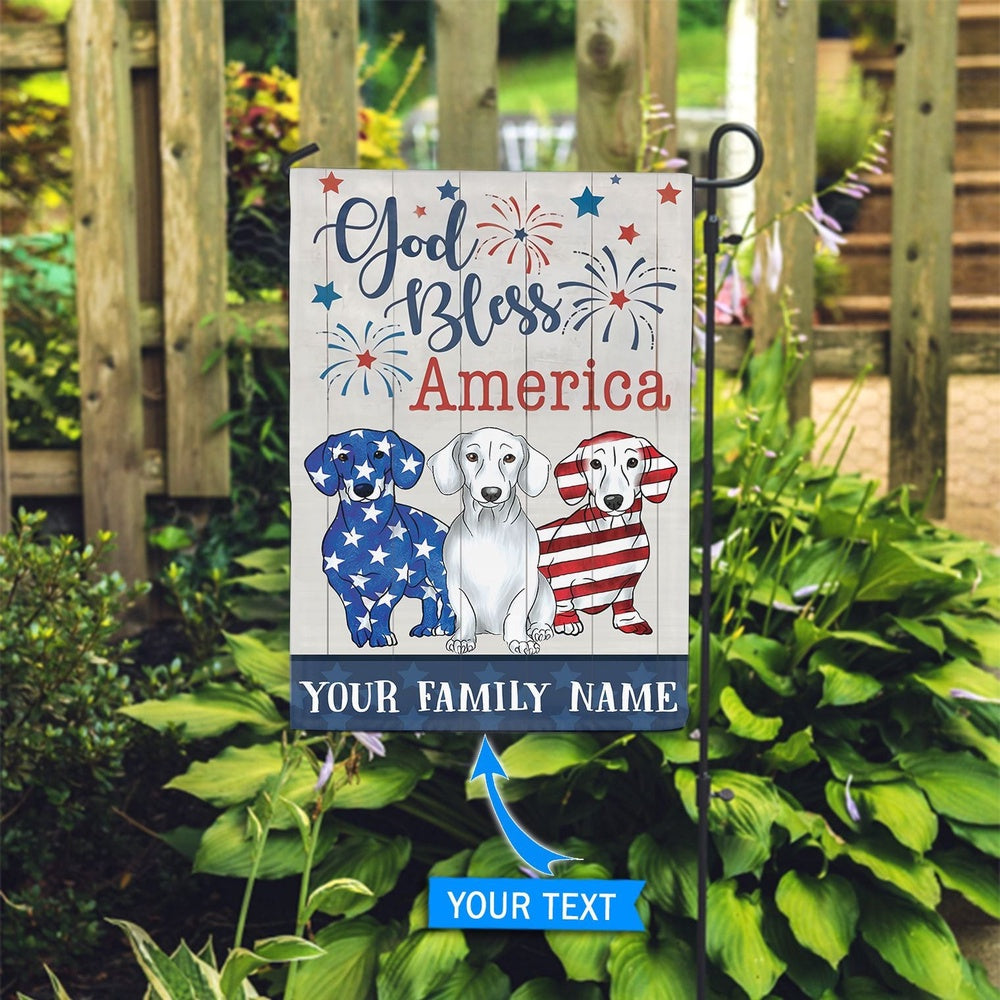 Personalized Dog Flags, Dachshund Firework Blue Flag, Custom Dog Garden Flags, Garden Flags Dogs, Dog House Flags