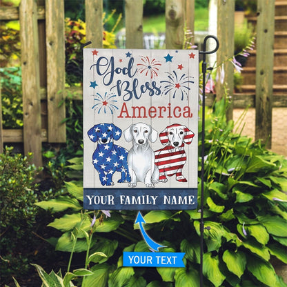 Personalized Dog Flags, Dachshund Firework Blue Flag, Custom Dog Garden Flags, Garden Flags Dogs, Dog House Flags