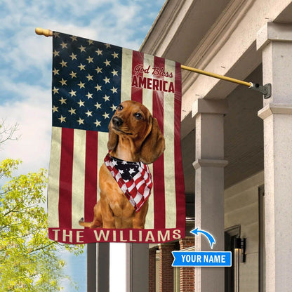Personalized Dog Flags, Dachshund God Bless America Flag, Custom Dog Garden Flags, Dog Flags Outdoor, Garden Flags Dogs, Dog House Flags
