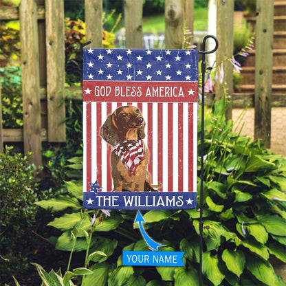 Personalized Dog Flags, Dachshund God Bless America Flag, Custom Dog Garden Flags, Garden Flags Dogs, Dog House Flags