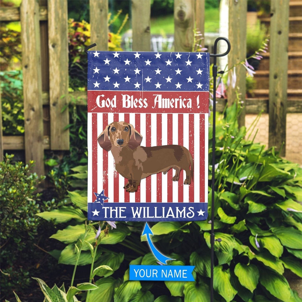 Personalized Dog Flags, Dachshund God Bless America Flag, Garden Flags Dogs, Dog House Flags