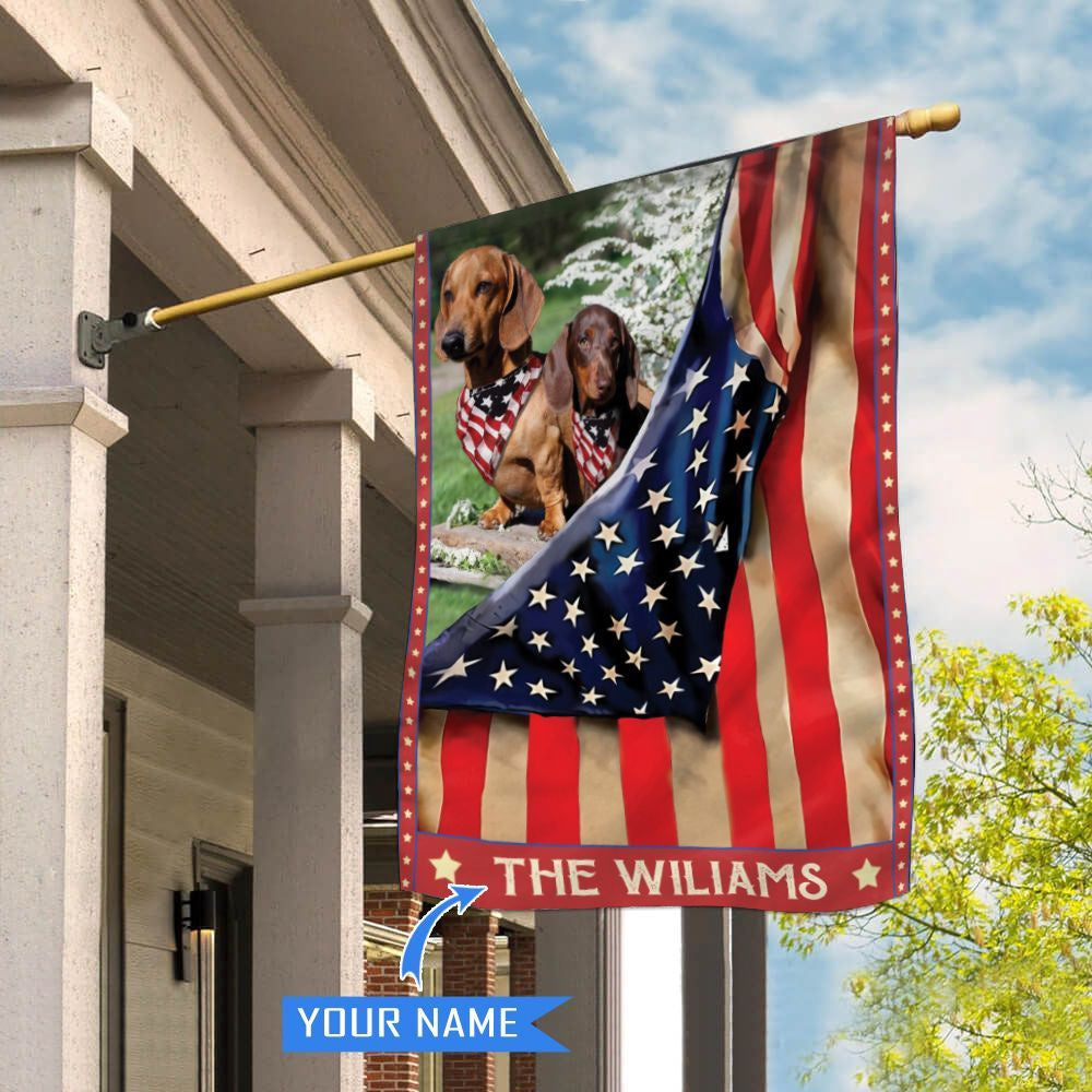 Personalized Dog Flags, Dachshund House Flag, Gift For Dog Lovers, Garden Flags Dogs, Dog House Flags