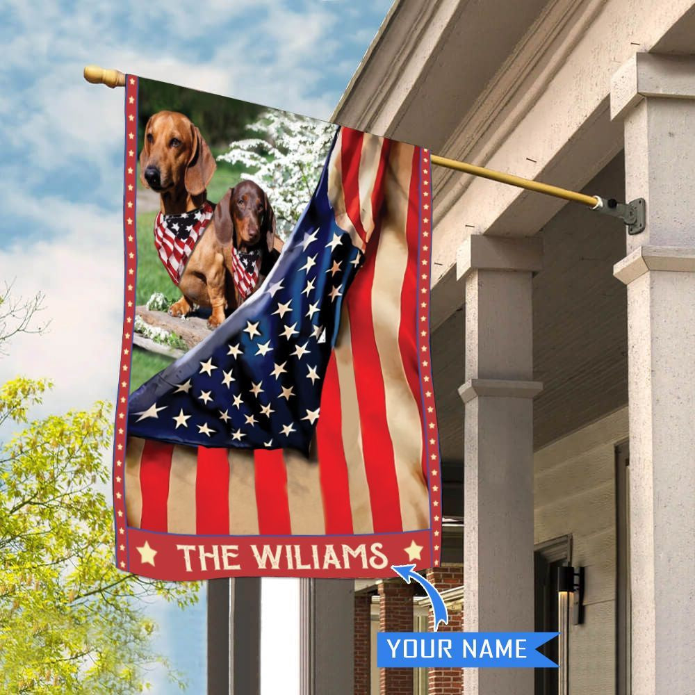Personalized Dog Flags, Dachshund House Flag, Gift For Dog Lovers, Garden Flags Dogs, Dog House Flags