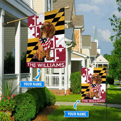 Personalized Dog Flags, Dachshund Maryland Garden Flag, Custom Dog Garden Flags, Dog Flags Outdoor, Garden Flags Dogs, Dog House Flags