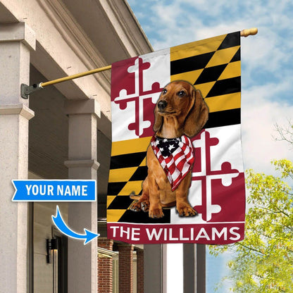 Personalized Dog Flags, Dachshund Maryland Garden Flag, Custom Dog Garden Flags, Dog Flags Outdoor, Garden Flags Dogs, Dog House Flags
