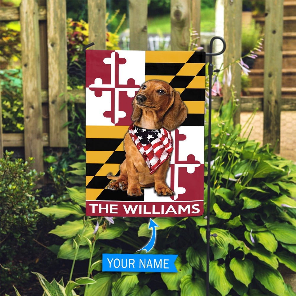 Personalized Dog Flags, Dachshund Maryland Garden Flag, Custom Dog Garden Flags, Dog Flags Outdoor, Garden Flags Dogs, Dog House Flags