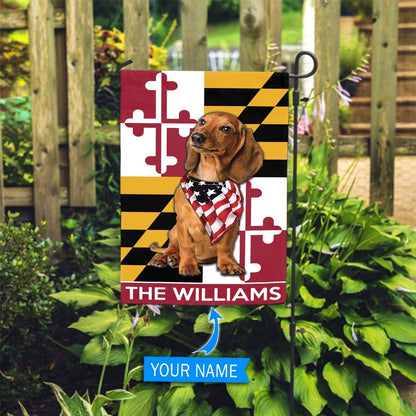 Personalized Dog Flags, Dachshund Maryland Garden Flag, Custom Dog Garden Flags, Dog Flags Outdoor, Garden Flags Dogs, Dog House Flags