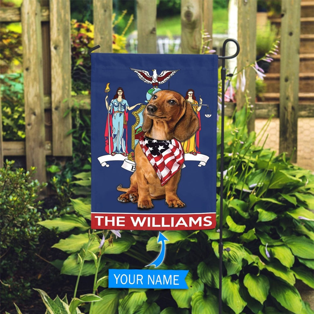 Personalized Dog Flags, Dachshund New York Garden Flag, Custom Dog Garden Flags, Dog Flags Outdoor, Garden Flags Dogs, Dog House Flags
