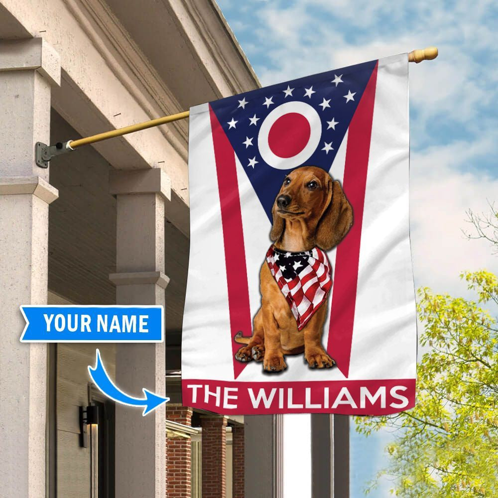 Personalized Dog Flags, Dachshund Ohio Garden Flag, Custom Dog Garden Flags, Dog Flags Outdoor, Garden Flags Dogs, Dog House Flags