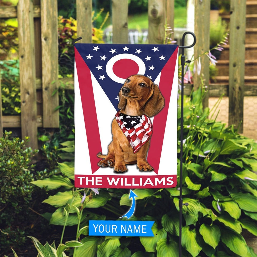 Personalized Dog Flags, Dachshund Ohio Garden Flag, Custom Dog Garden Flags, Dog Flags Outdoor, Garden Flags Dogs, Dog House Flags