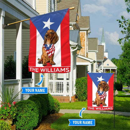 Personalized Dog Flags, Dachshund Puerto Rico Garden Flag, Custom Dog Garden Flags, Dog Flags Outdoor, Garden Flags Dogs, Dog House Flags