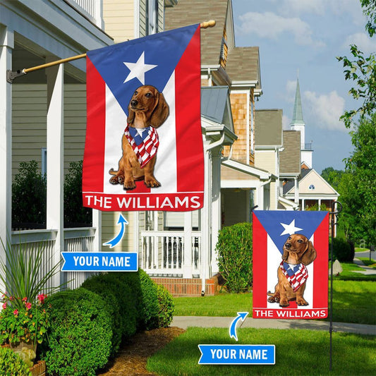 Personalized Dog Flags, Dachshund Puerto Rico Garden Flag, Custom Dog Garden Flags, Dog Flags Outdoor, Garden Flags Dogs, Dog House Flags