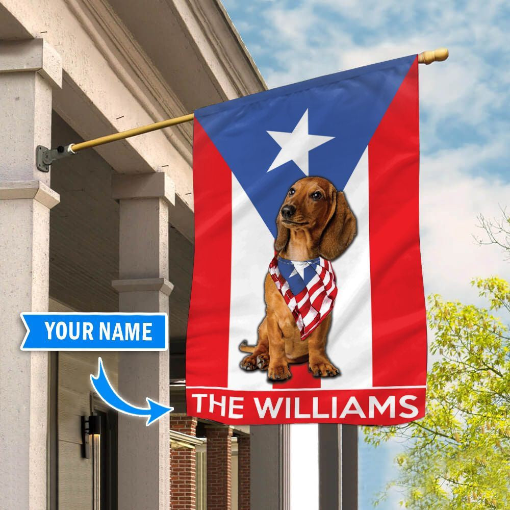 Personalized Dog Flags, Dachshund Puerto Rico Garden Flag, Custom Dog Garden Flags, Dog Flags Outdoor, Garden Flags Dogs, Dog House Flags