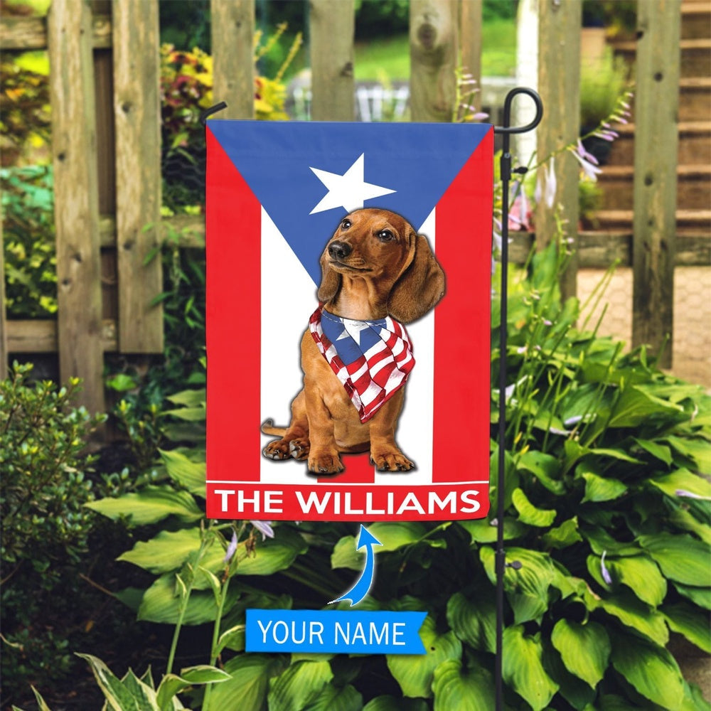 Personalized Dog Flags, Dachshund Puerto Rico Garden Flag, Custom Dog Garden Flags, Dog Flags Outdoor, Garden Flags Dogs, Dog House Flags