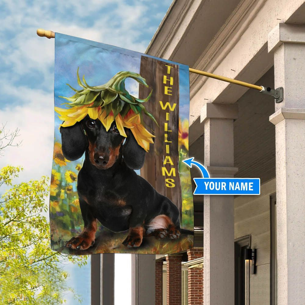 Personalized Dog Flags, Dachshund Sunflower Flag, Dog Flags Outdoor, Garden Flags Dogs, Dog House Flags