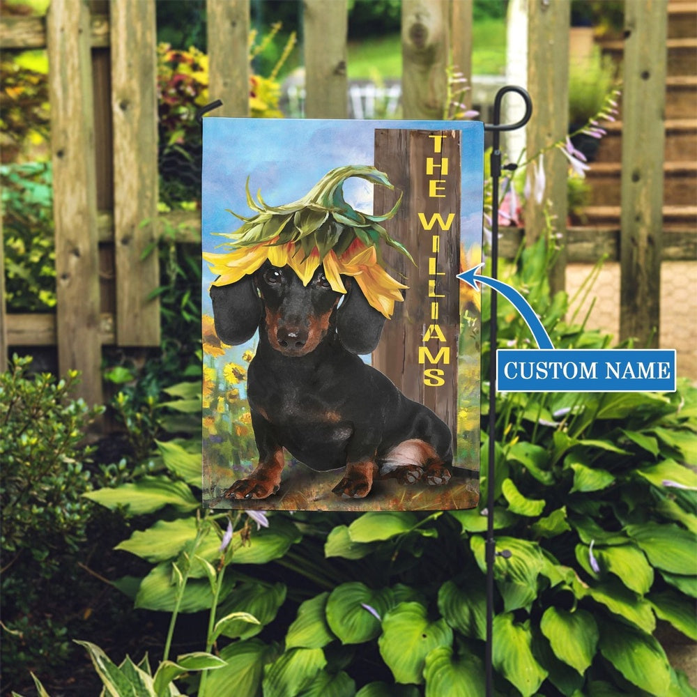 Personalized Dog Flags, Dachshund Sunflower Flag, Dog Flags Outdoor, Garden Flags Dogs, Dog House Flags
