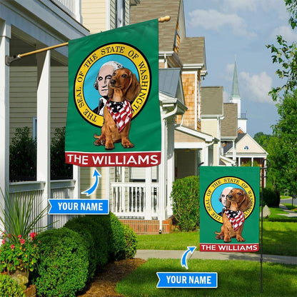 Personalized Dog Flags, Dachshund Washington Garden Flag, Custom Dog Garden Flags, Dog Flags Outdoor, Garden Flags Dogs, Dog House Flags