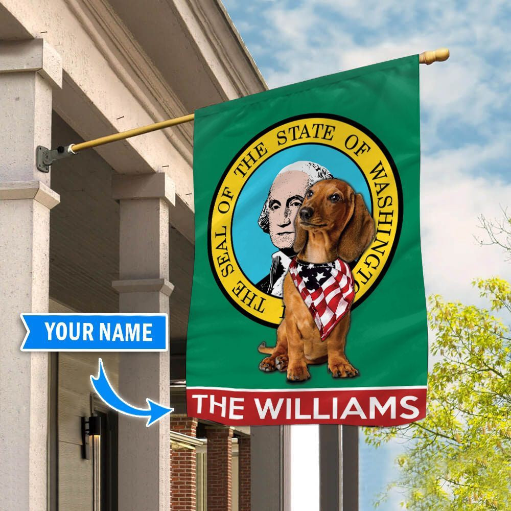 Personalized Dog Flags, Dachshund Washington Garden Flag, Custom Dog Garden Flags, Dog Flags Outdoor, Garden Flags Dogs, Dog House Flags
