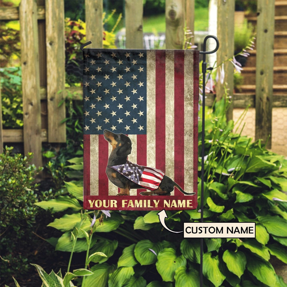 Personalized Dog Flags, Dachshund &amp American Flag, Custom Dog Garden Flags, Garden Flags Dogs, Dog House Flags
