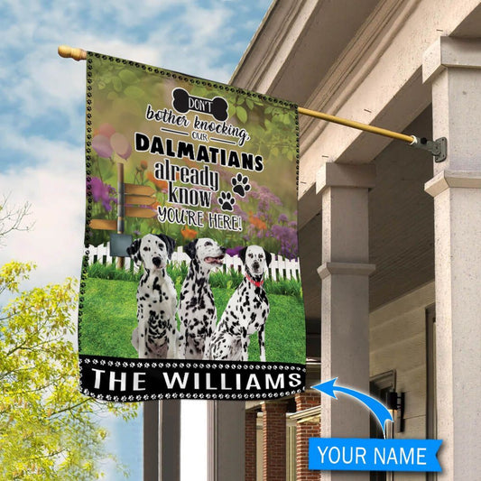Personalized Dog Flags, Dalmatian Don't Bother Knocking Flag, Dog Flags Outdoor, Garden Flags Dogs, Dog House Flags