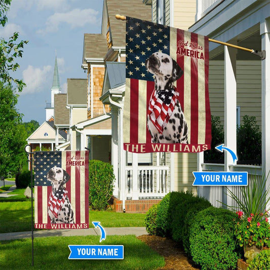 Personalized Dog Flags, Dalmatian God Bless America Flag, Custom Dog Garden Flags, Dog Flags Outdoor, Garden Flags Dogs, Dog House Flags
