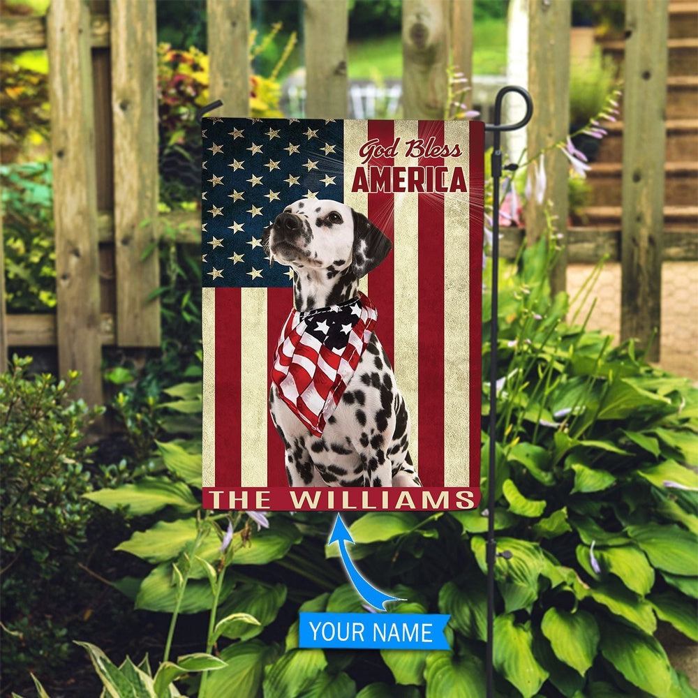 Personalized Dog Flags, Dalmatian God Bless America Flag, Custom Dog Garden Flags, Dog Flags Outdoor, Garden Flags Dogs, Dog House Flags