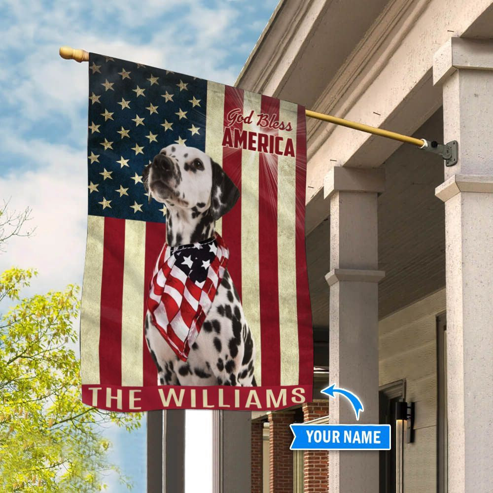 Personalized Dog Flags, Dalmatian God Bless America Flag, Custom Dog Garden Flags, Dog Flags Outdoor, Garden Flags Dogs, Dog House Flags