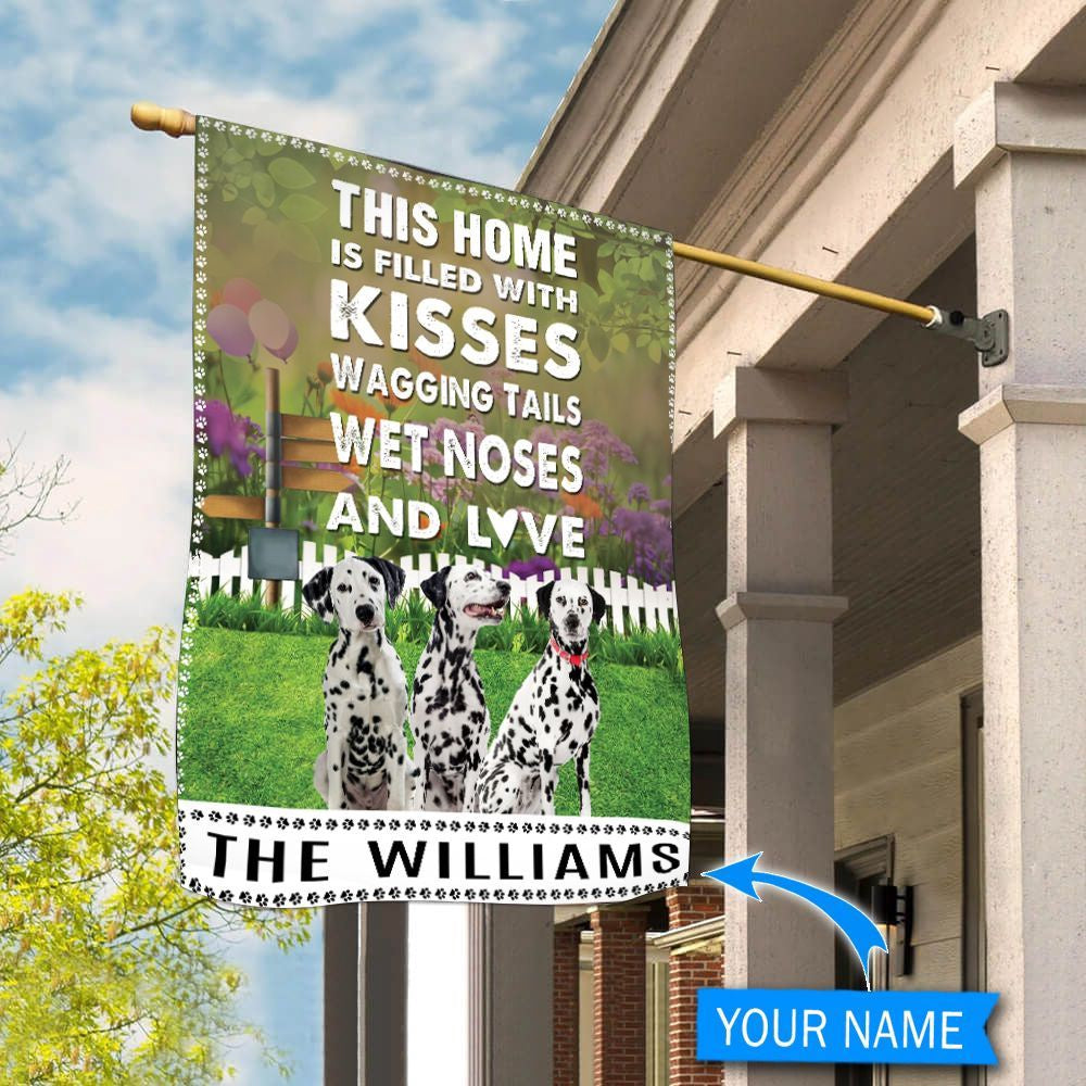 Personalized Dog Flags, Dalmatian This Home Is Filled With Kisses Flag, Dog Flags Outdoor, Garden Flags Dogs, Dog House Flags
