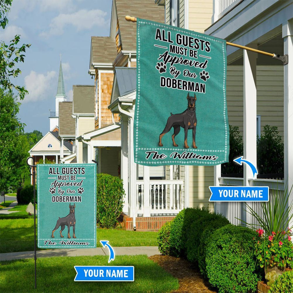 Personalized Dog Flags, Doberman All Guests Approved Flag, Dog Flags Outdoor, Garden Flags Dogs, Dog House Flags