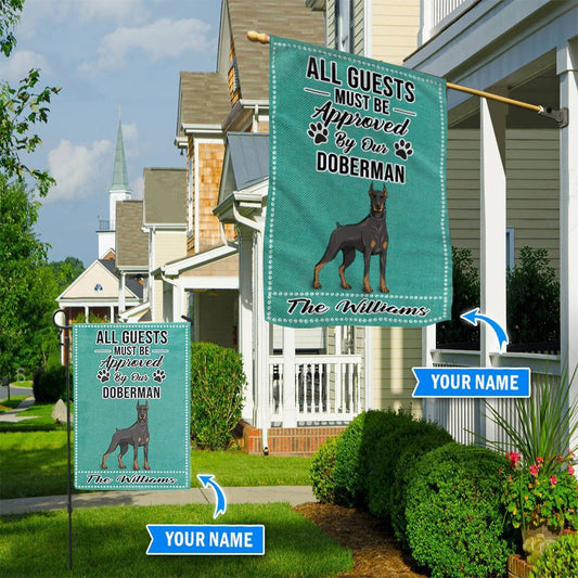 Personalized Dog Flags, Doberman All Guests Approved Flag, Dog Flags Outdoor, Garden Flags Dogs, Dog House Flags