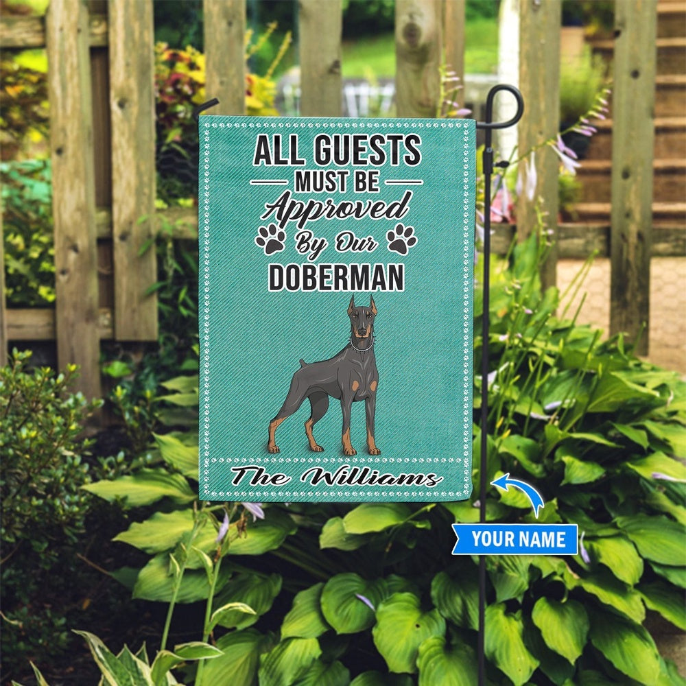 Personalized Dog Flags, Doberman All Guests Approved Flag, Dog Flags Outdoor, Garden Flags Dogs, Dog House Flags