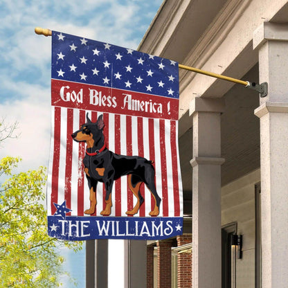 Personalized Dog Flags, Doberman God Bless America Flag, Garden Flags Dogs, Dog House Flags