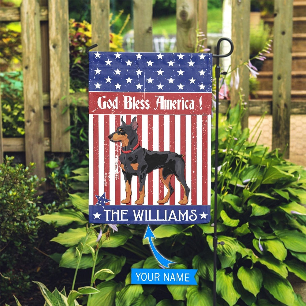 Personalized Dog Flags, Doberman God Bless America Flag, Garden Flags Dogs, Dog House Flags