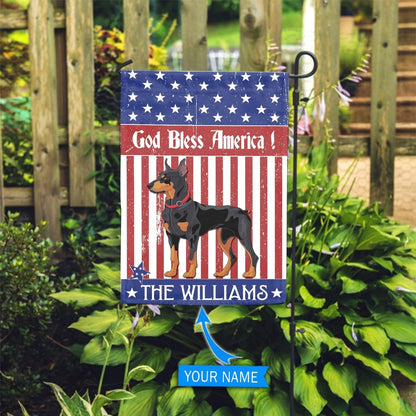 Personalized Dog Flags, Doberman God Bless America Flag, Garden Flags Dogs, Dog House Flags