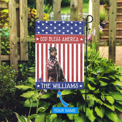 Personalized Dog Flags, Doberman Pinscher God Bless America Flag, Dog Flags Outdoor, Garden Flags Dogs, Dog House Flags