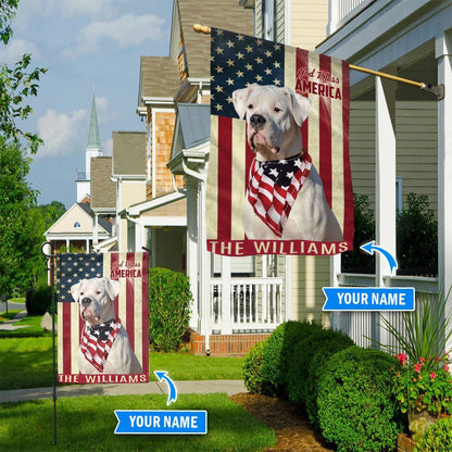 Personalized Dog Flags, Dogo Argentino God Bless America Flag, Custom Dog Garden Flags, Dog Flags Outdoor, Garden Flags Dogs, Dog House Flags