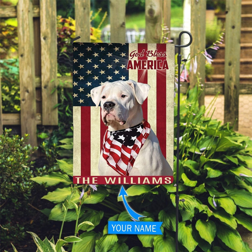 Personalized Dog Flags, Dogo Argentino God Bless America Flag, Custom Dog Garden Flags, Dog Flags Outdoor, Garden Flags Dogs, Dog House Flags