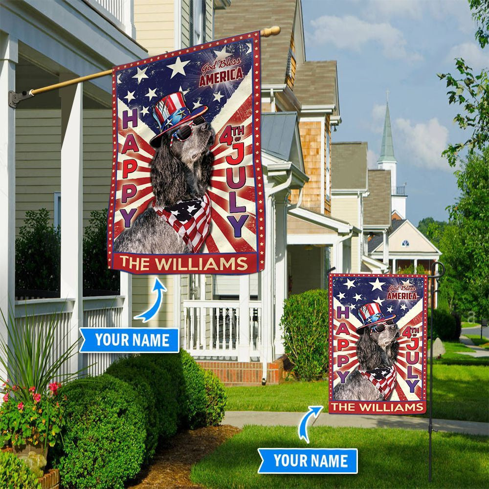 Personalized Dog Flags, English Cocker Spaniel God Bless America, 4th Of July Flag, Dog Flags Outdoor, Garden Flags Dogs, Dog House Flags