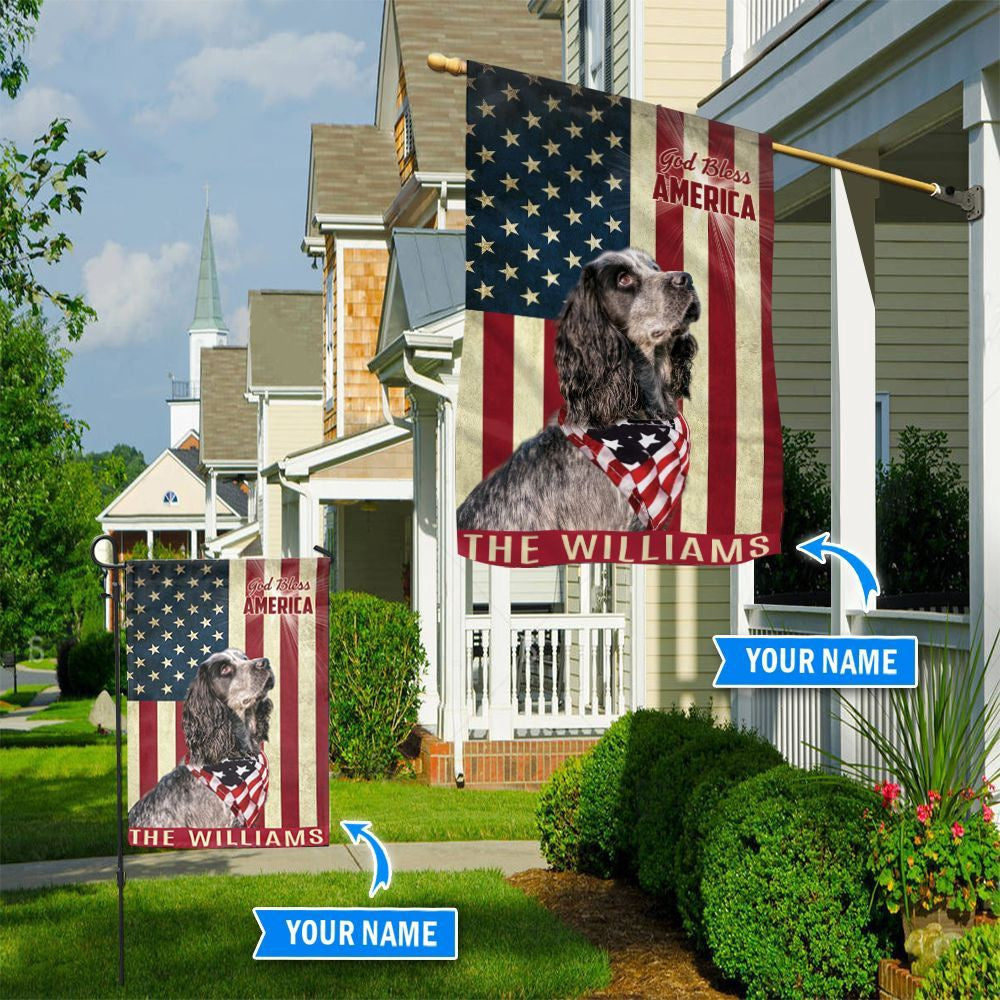 Personalized Dog Flags, English Cocker Spaniel God Bless America Flag, Custom Dog Garden Flags, Dog Flags Outdoor, Garden Flags Dogs, Dog House Flags