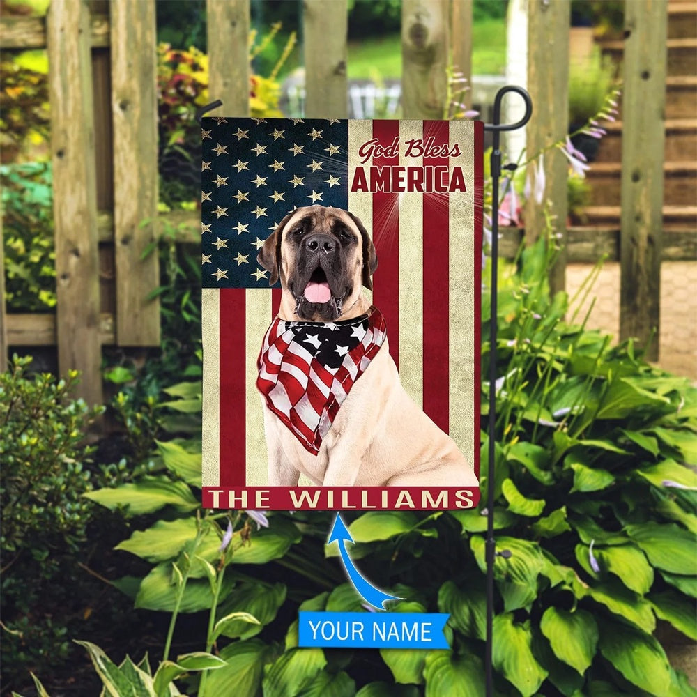 Personalized Dog Flags, English Mastiff God Bless America Flag, Custom Dog Garden Flags, Dog Flags Outdoor, Garden Flags Dogs, Dog House Flags