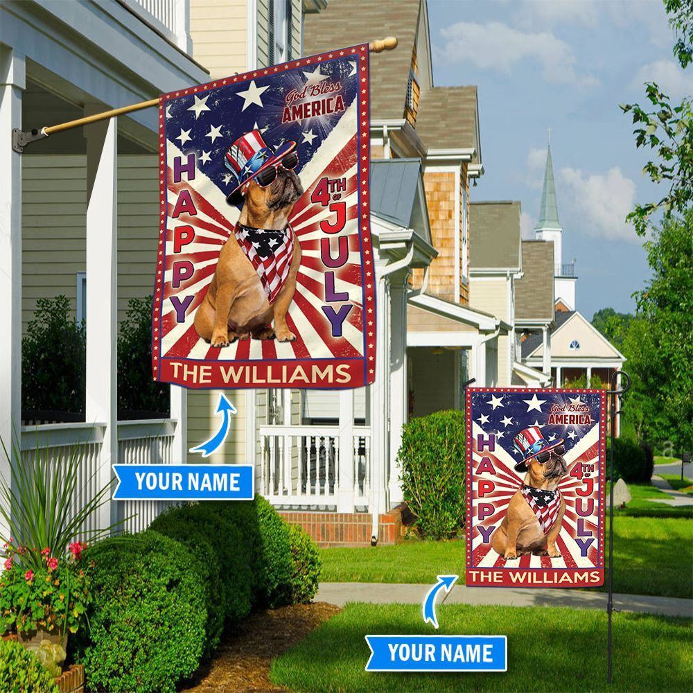 Personalized Dog Flags, French Bulldog God Bless America, 4th Of July Flag, Custom Dog Garden Flags, Dog Flags Outdoor, Dog House Flags
