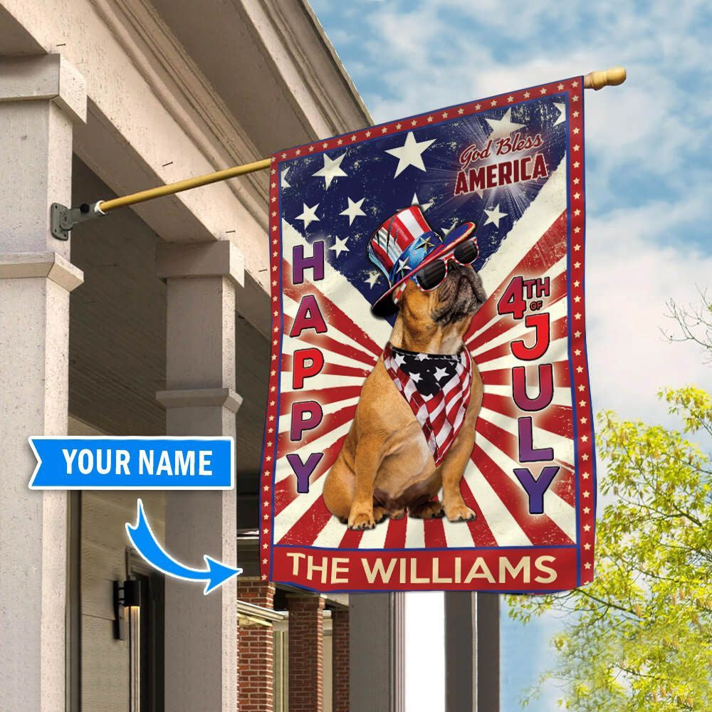 Personalized Dog Flags, French Bulldog God Bless America, 4th Of July Flag, Custom Dog Garden Flags, Dog Flags Outdoor, Dog House Flags
