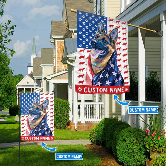 Personalized Dog Flags, German Shepherd America Flag, Dog Flags Outdoor, Garden Flags Dogs, Dog House Flags