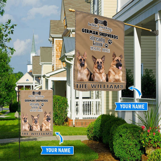 Personalized Dog Flags, German Shepherd Don't Bother Knocking Flag, Dog Flags Outdoor, Garden Flags Dogs, Dog House Flags