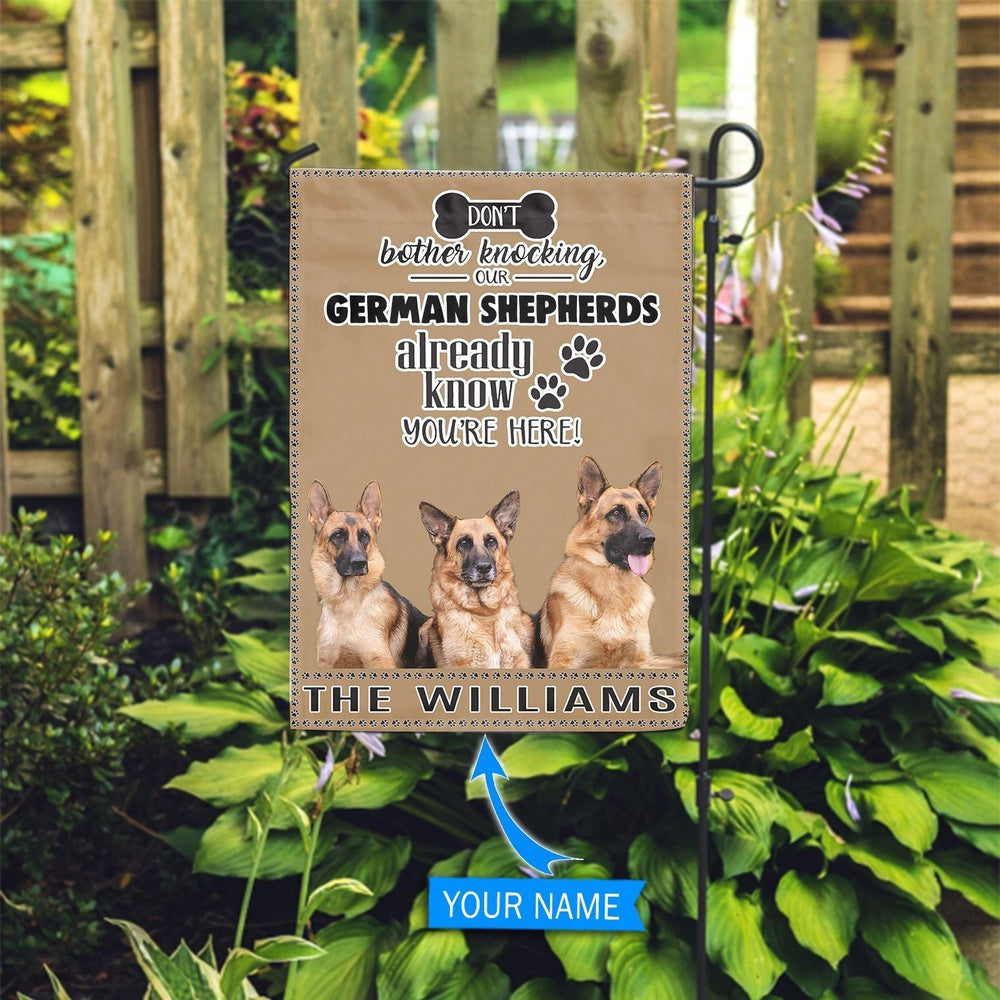 Personalized Dog Flags, German Shepherd Don't Bother Knocking Flag, Dog Flags Outdoor, Garden Flags Dogs, Dog House Flags
